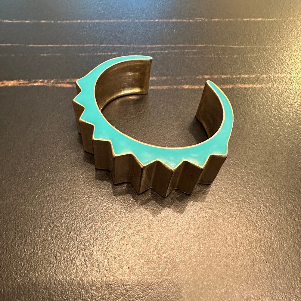 RACHEL Rachel Roy Gold and Turquoise Zigzag Cuff